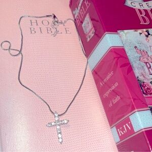 Brand new white diamond cross